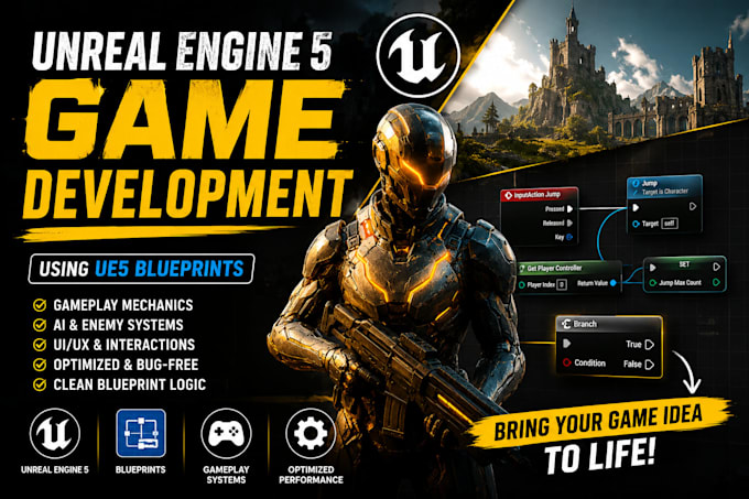 do unreal engine game development, develop unreal engine game, ue5 blueprint