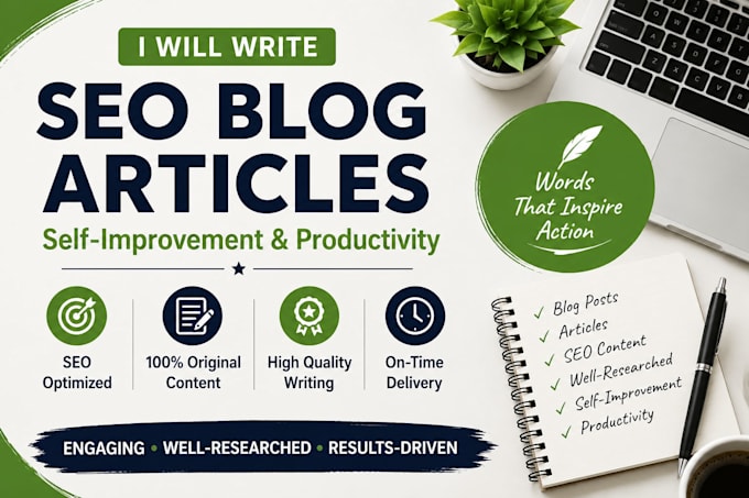write blog posts and articles on self improvement and productivity