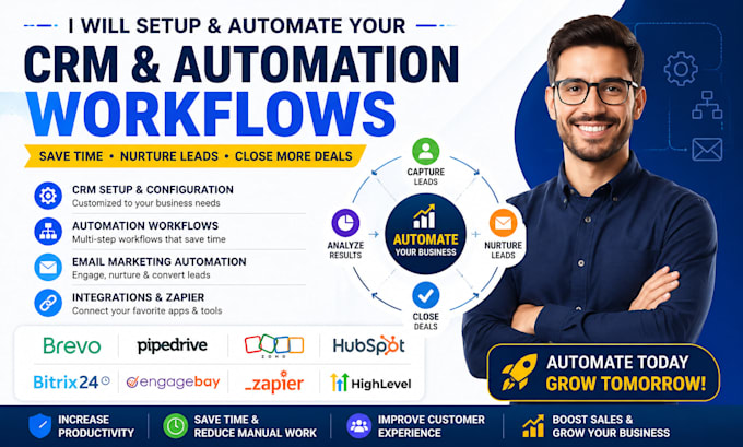 brevo pipedrive zoho hubspot bitrix engagebay zapier ghl automation workflows