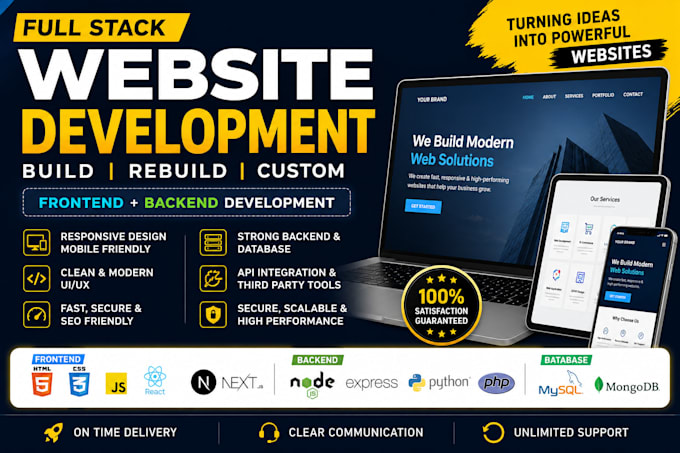 build rebuild custom website development full stack front end back end develope