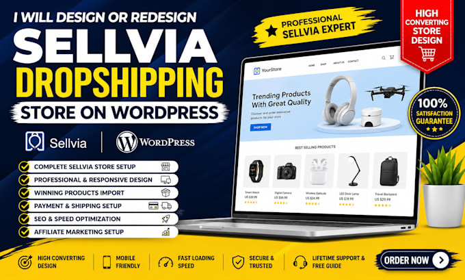 design redesign wordpress sellvia dropshipping store do sellvia marketing