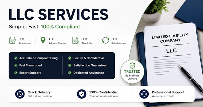do llc amendment, llc dissolution llc reinstatement, llc address change