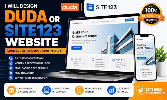 develop duda website design using duda website builder build looka site123 site