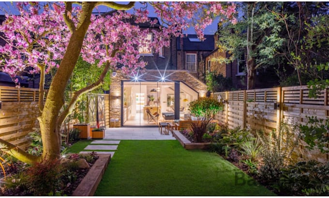 design backyard landscape design 2d floor plan, blueprints and 3d rendering