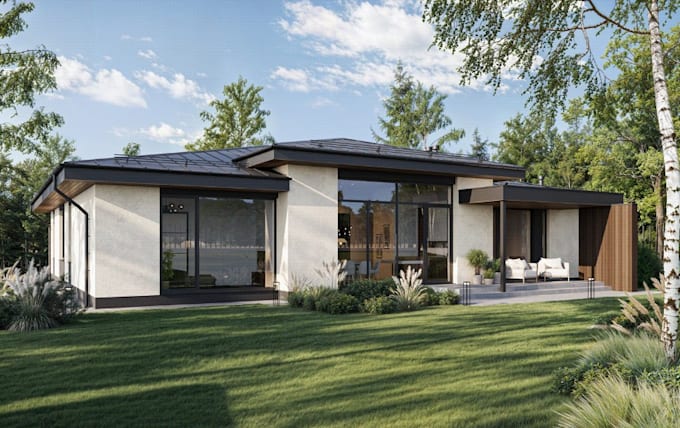 visualize uk private house, render elevation plan, property development design