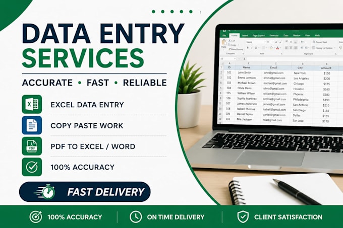 do accurate data entry, copy paste and excel work