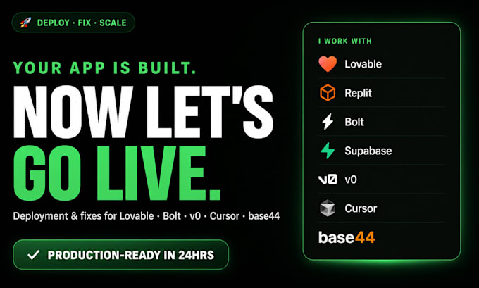 deploy fix lovable replit bolt lovable supabase rocket new v0 cursor ai base44