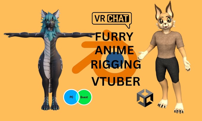 create 3d furry avatar vr avatar anime character rigging vtuber model