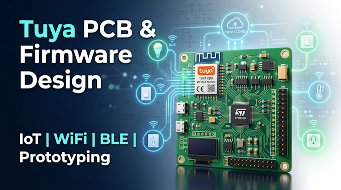 do pro tuya pcb design, circuit design, kicad layout tuya firmware and prototype