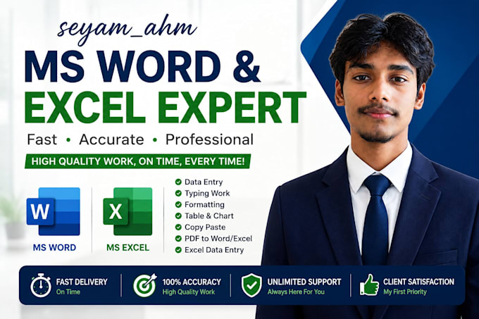 do accurate data entry, exel work and word typing fast