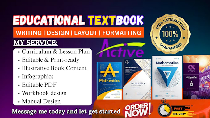 design and format educational textbook, curriculum plan, book layout, workbook