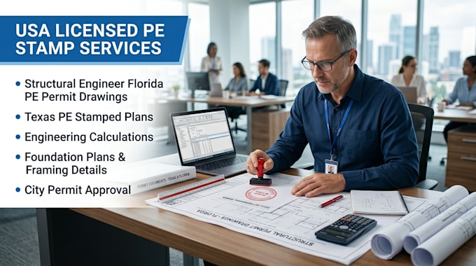 provide structural engineer florida pe permit texas drawing USA pe stamp