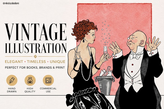 create vintage art deco illustrations for any purpose