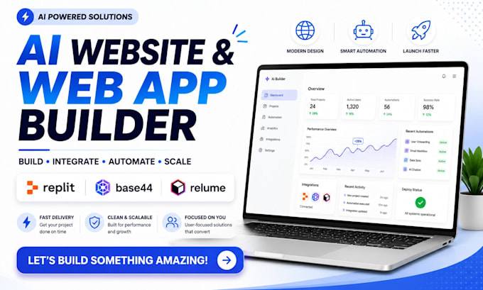 build ai website web app or saas mvp using replit, lovable, relume and base44