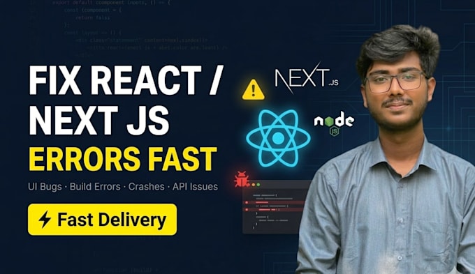 fix react js, next js and nodejs bugs and website errors
