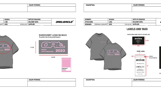 create a factory ready clothing tech pack for manufacturers