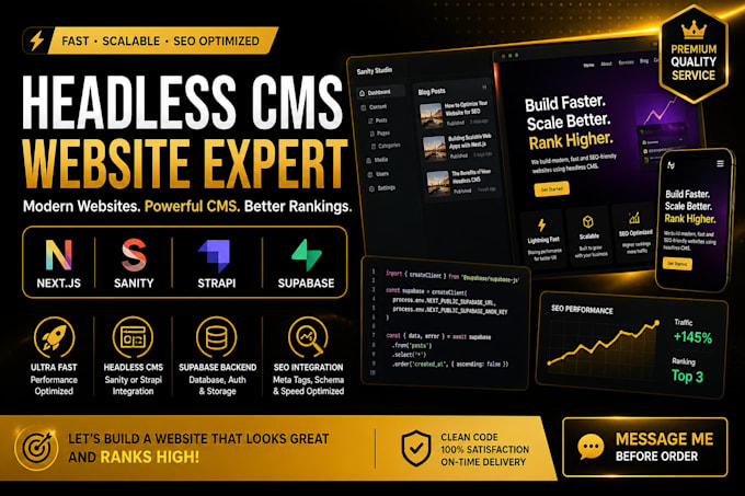 build headless cms website with sanity strapi nextjs supabase SEO integration