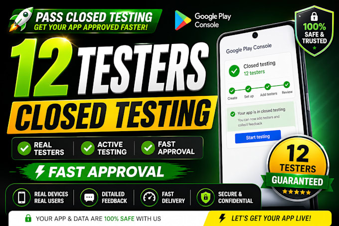 do google play closed testing with 12 testers app testing
