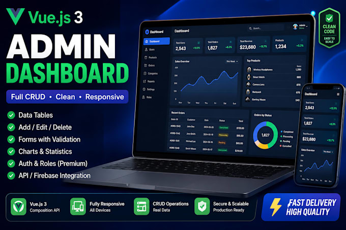 build a vue js admin dashboard with crud operations