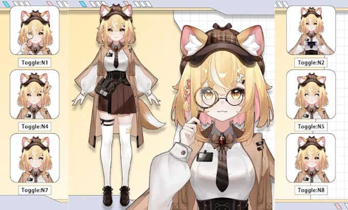 create live2d vtuber model, with smooth pro rigging, ready for vtube studio