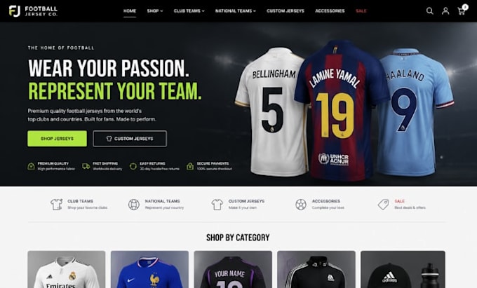 design a professional football jersey shopify store for sports apparel