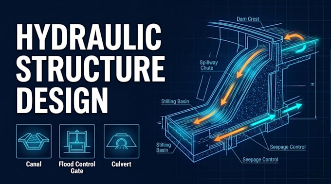 design hydraulic structures, dam, spillway, canal and flood control system