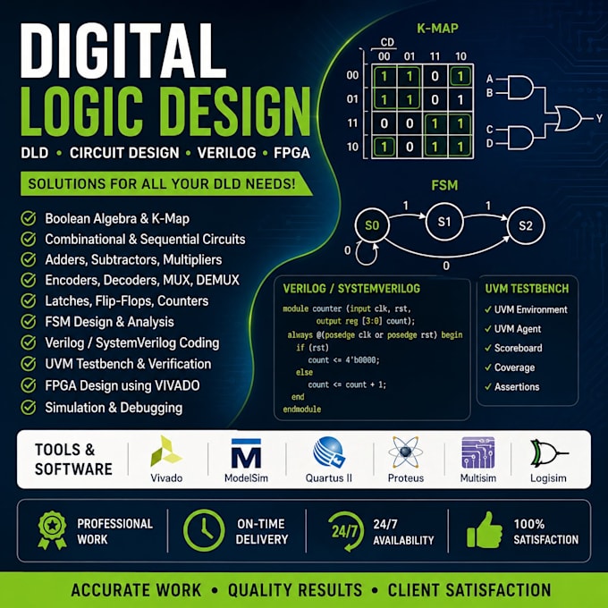 do digital logic design, verilog, systemverilog, uvm, and fpga design