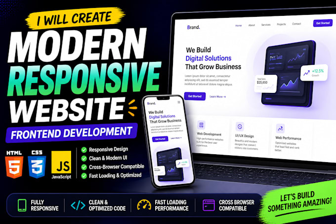 Create a responsive frontend website using html css js by ...