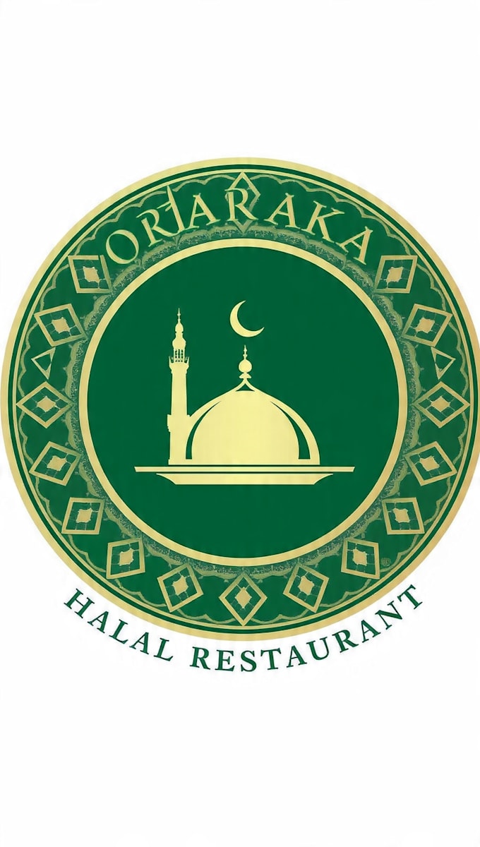 design modern halal restaurant islamic logo with arabic calligraphy