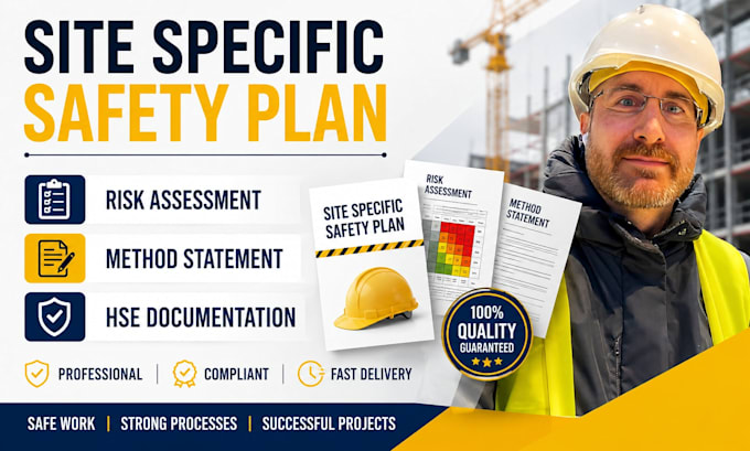 write site specific safety plan, method statement hse and risk assessment report