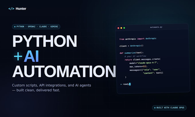 create custom python automation scripts and ai integrations