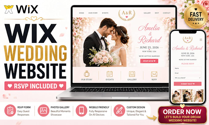 design wix event website for weddings with guest rsvp