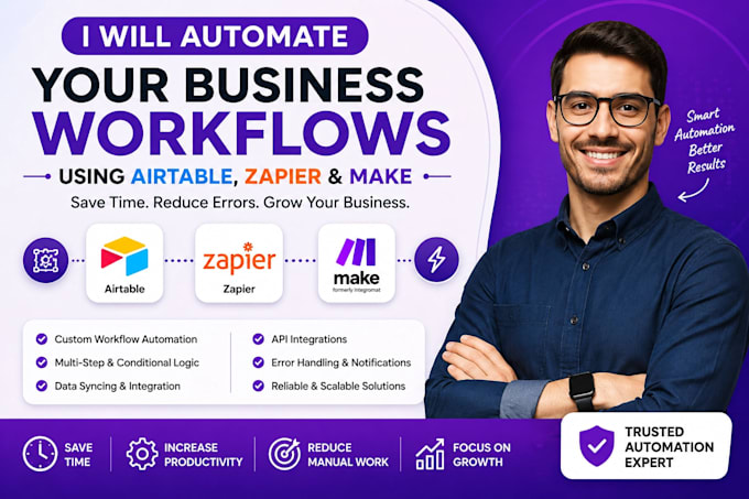 automate your business workflows using airtable, zapier, and make