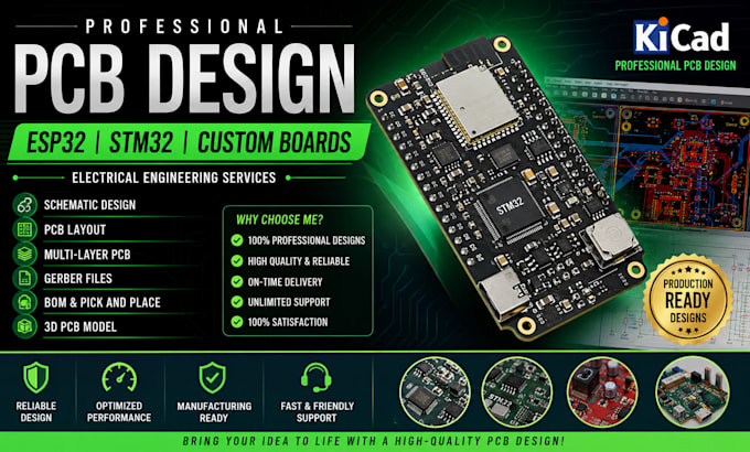do pcb electrical engineering, esp32 pcb design, stm32 board design, using kicad