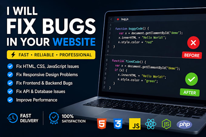 fix frontend or backend bugs in your web project