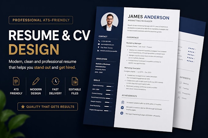 create a professional ats resume and modern CV design
