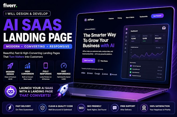 design and develop ai saas landing page