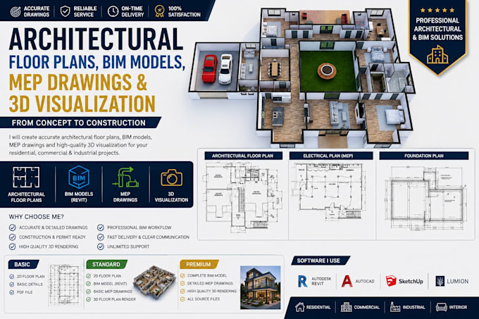 Creare planimetrie architettoniche, modelli bim, disegni mep e ...