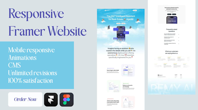 design a modern framer website with animations and cms