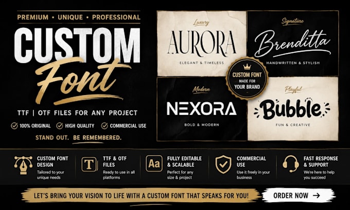 create a unique typography custom font for your brand in ttf otf