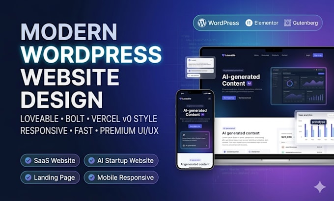 design wordpress website, clone loveable, bolt, vercel on wordpress