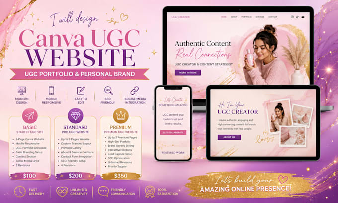 build canva ugc website, ugc portfolio, ugc canva, canva website, portfolio web
