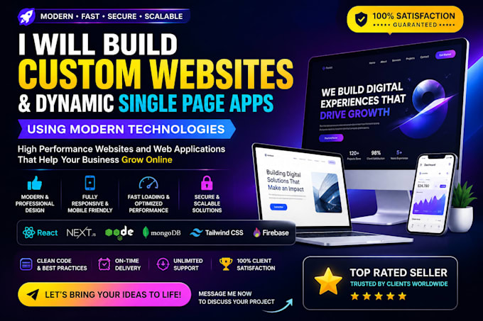 build custom website, dynamic single page apps using modern technologies