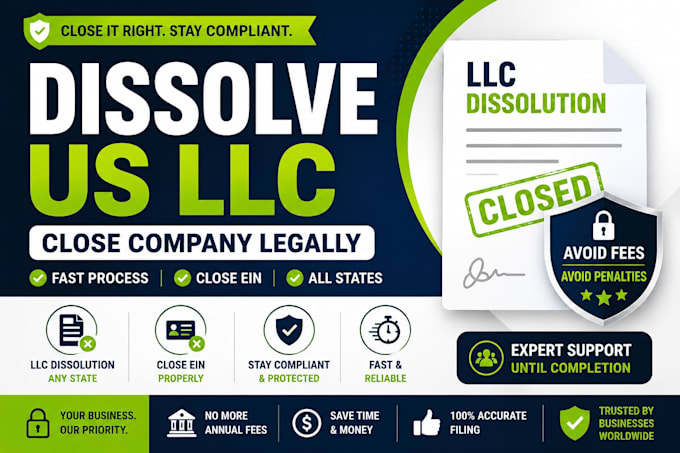 dissolve US llc, close company and cancel ein legally