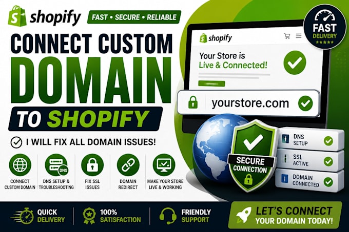 fix shopify domain issues and connect custom domain, shopify domain connection