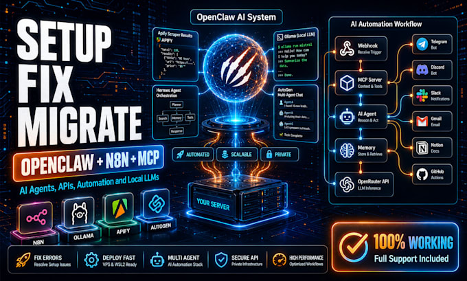 setup fix openclaw apify n8n mcp migrate hermes agent ollama codex autogen api
