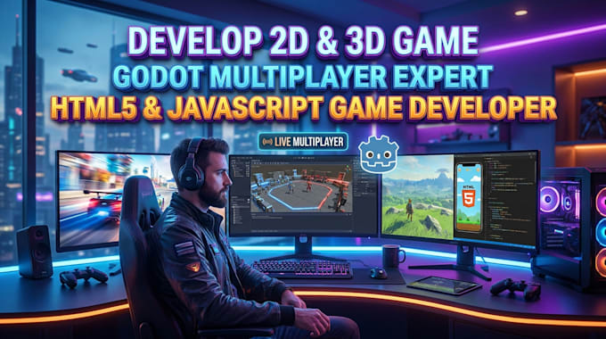 develop 2d or 3d game in godot, multiplayer game, HTML5 game, javascript game