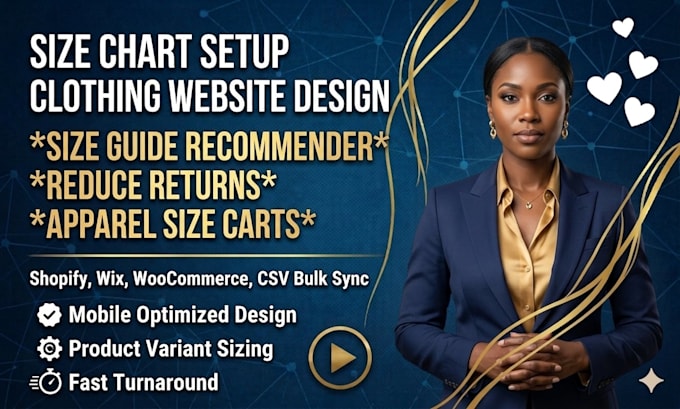 setup shopify size chart, size guide recommender, apparel size clothing website