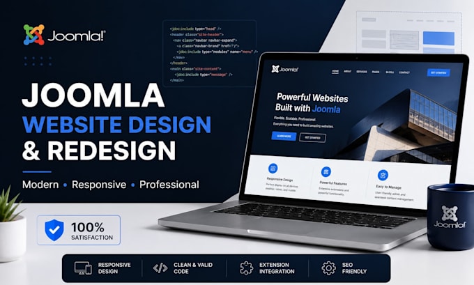 design a modern responsive, business focused joomla website