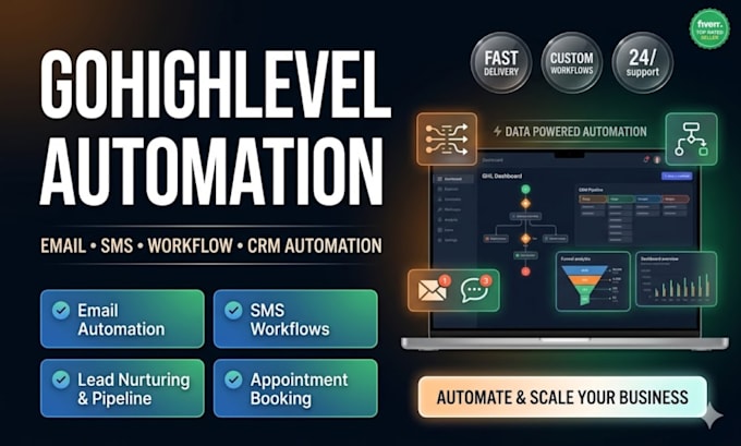 setup gohighlevel CRM automation, funnels, email and SMS workflow